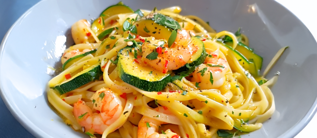 Linguine Senza Glutine con Gamberi, Zucchine e Peperoncino