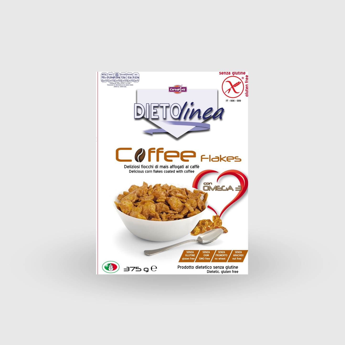 Cerealvit Cereali Coffee Flakes Omega 3 senza glutine 375g