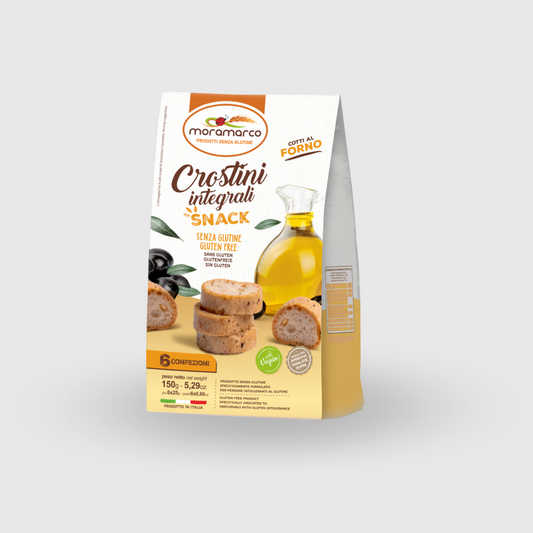 Crostini Snack Integrali con Olio Extravergine d'oliva Vegano e Senza Glutine 150G (6X25G)